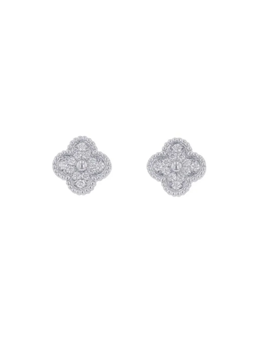 Van Cleef & Arpels Earrings Sweet Alhambra Diamond Total 18k White Gold
